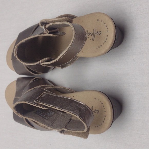 Clarks Collection Leather Heeled Sandals Valarie Dalia Metallic Pewter - Picture 3 of 5